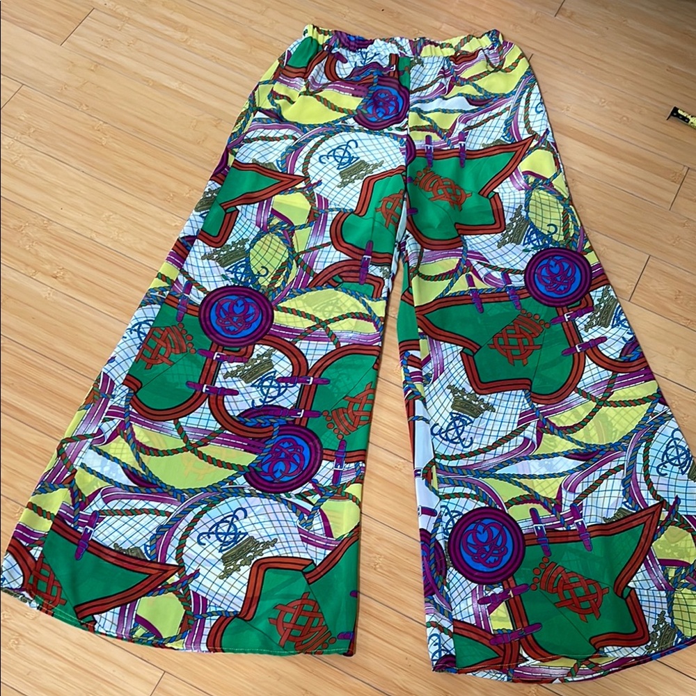 Zara Multicolor Geometric Designer Pattern Pants … - image 1